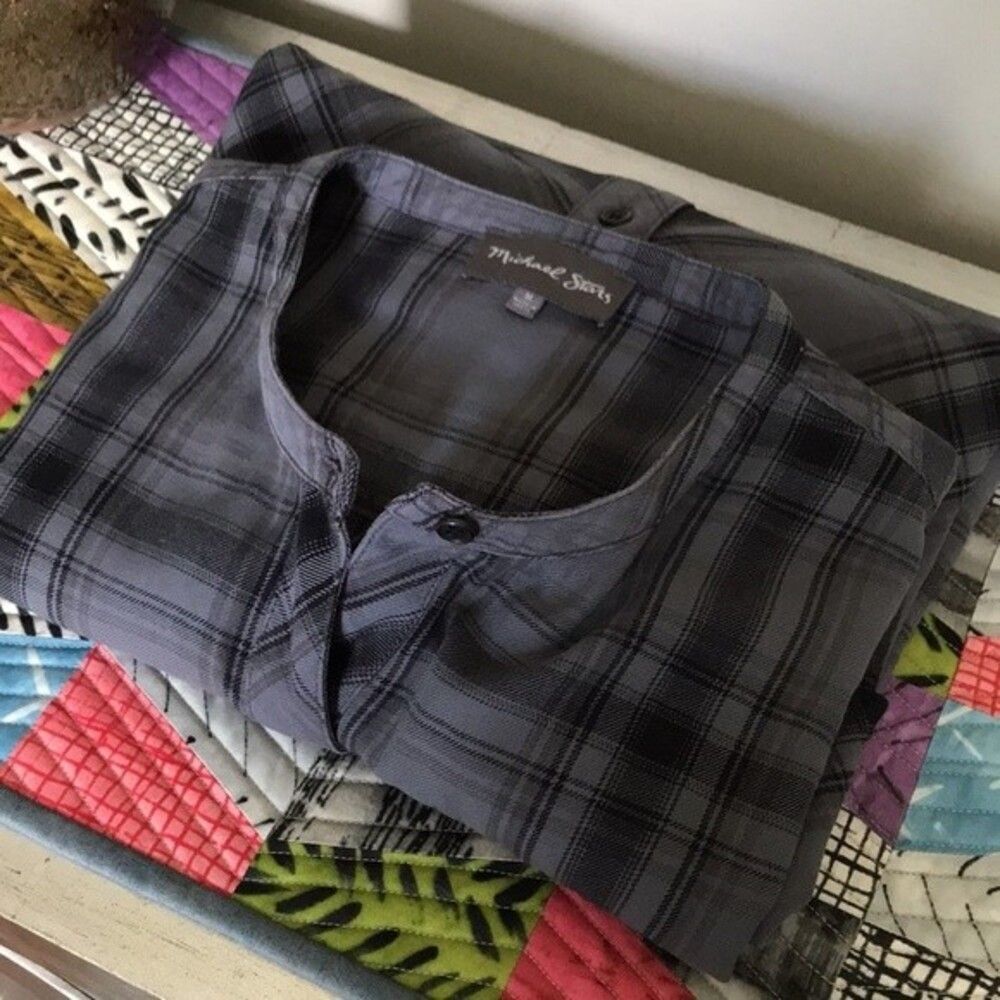 Michael Stars Highline Plaid Hi-Lo Shirt Dress sz Medium - Picture 14 of 14